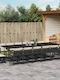 Garden & Outdoor Furniture Sets Dining Room Set 17 Pieces Black with Pillows