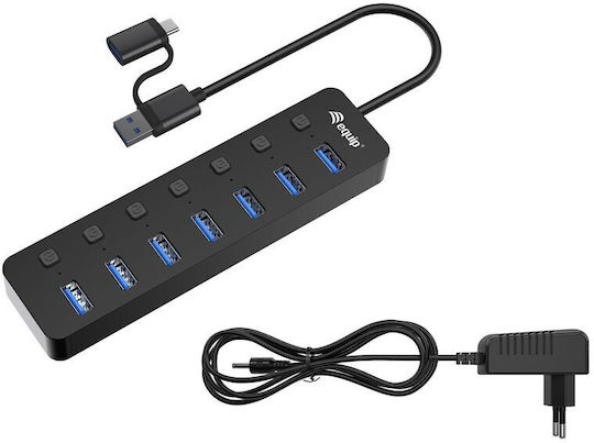 Equip USB-Hub 7 Anschlüsse USB 3.0 mit Anschluss an einen Computer USB-A / USB-C