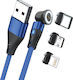 RealPower Magnetic USB to Lightning / Type-C / micro USB Cable Μπλε 1m (439638)