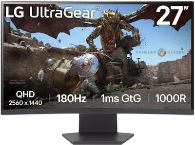 LG UltraGear 27GS60QC-B VA HDR Curved Gaming Monitor 27" QHD 2560x1440 180Hz with Response Time 1ms GTG