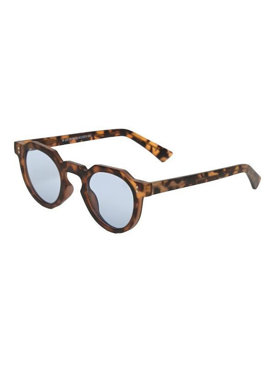 AV Sunglasses Women's Sunglasses with Matt Brown Tartaruga Plastic Frame and Blue Lens