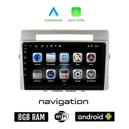 Auto-Audiosystem für Toyota Umkehr 2004 2009 (Bluetooth/USB/WiFi/GPS/Apple-Carplay/Android-Auto) mit Touchscreen 9"