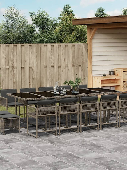Garden & Outdoor Furniture Set 15 Pieces Gray w...