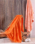 Πετσέτα Θαλάσσης Beach Towels Augosto Orange Velour Cotton Rythmos 86x160 1τεμ