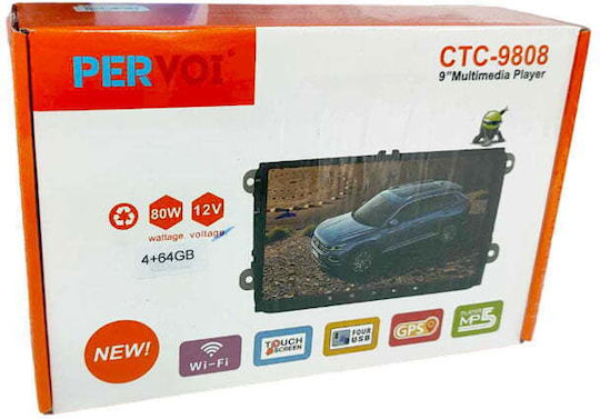 PerVoi Ηχοσύστημα Αυτοκινήτου 2DIN (Bluetooth/USB/WiFi/GPS/Apple-Carplay/Android-Auto) με Οθόνη Αφής 9"