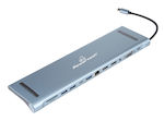 Powertech BYL-2003U2 USB-C Docking Station mit HDMI 4K PD Ethernet Gray