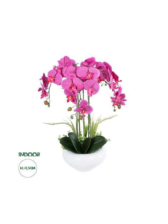 Globostar? Artificial Garden Dark Pink Orchid 21123 Decorative Plant Fuchsia Orchid H50cm