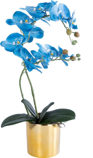 Globostar Künstlicher Garten Blaue Orchidee 21130 Dekorative Pflanze Blaue Orchidee H43cm