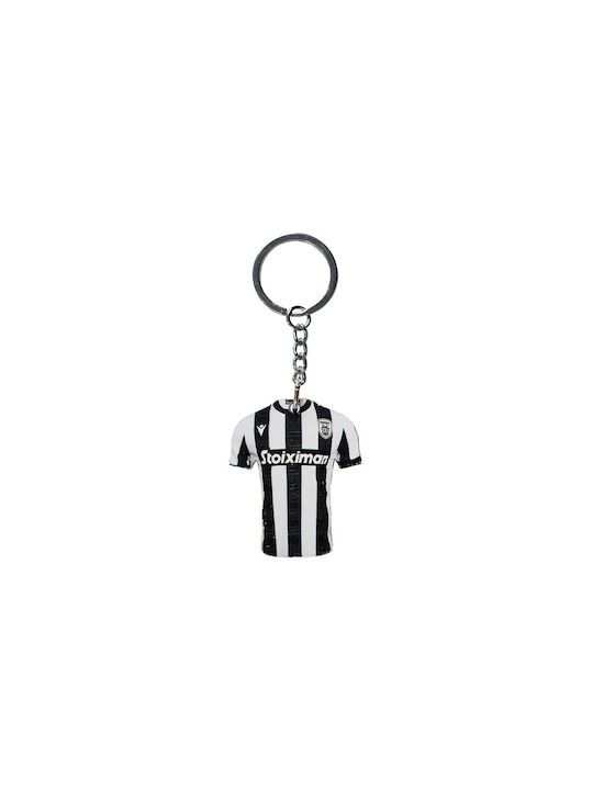 Wooden Keychain PAOK Black and White Jersey Stoiximan 5.5cm