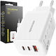 Spacecase Charger Without Cable GaN with USB-A Port and 2 USB-C Ports 65W Power Delivery / Quick Charge 3.0 Whites (121976)