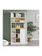 Bibliotecă Berrylands Alb/Natural 75.6x25x170cm