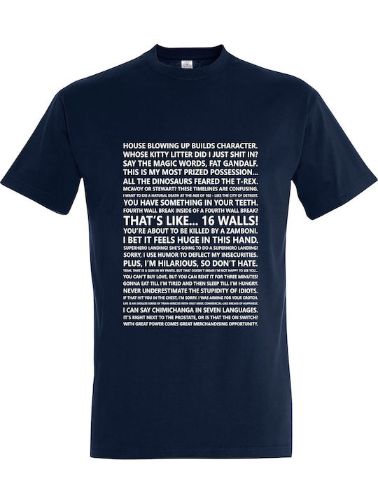 T-shirt Unisex " Deadpool Quotes " French Navy