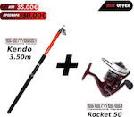 Sensei Kendo 3,50m + Edna 50 Fishing Rod for Casting with Reel 3.50m 60-120gr