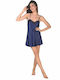 Comfort Summer Satin Women's Nightdress Blue