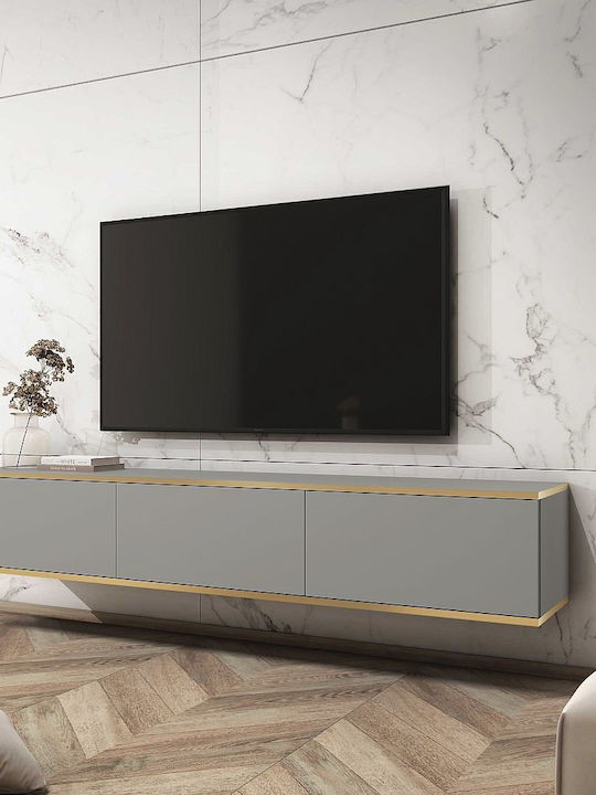 LH Home Furniture TV-Ständer aus Metall & Holz in Grau 175x32x30cm