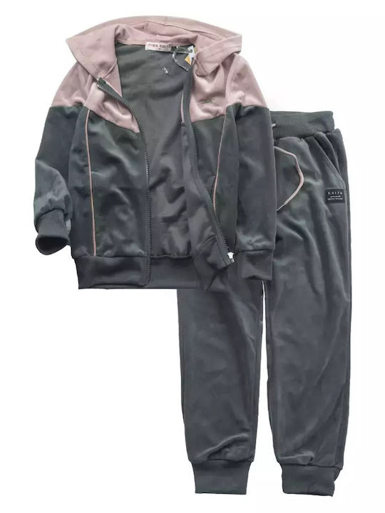 Kids Sweatpants Set Grey 2pcs Girls Enjoy
