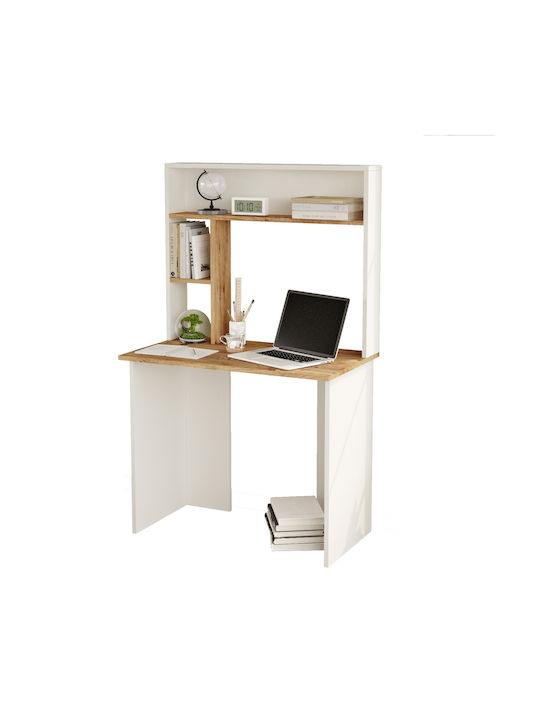 Desk made of Solid Wood Pine/White 90x51.6x148cm