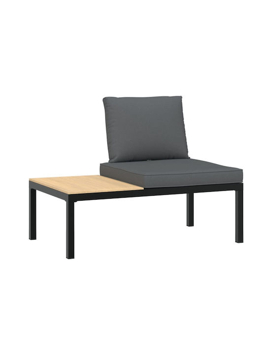 Bench Outdoor Metal Black with Pillows 65x65x73cm