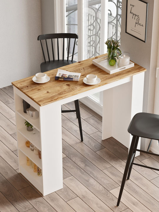 Masă Bar din Lemn Masiv Pine/White 120x51.6x101.8buc