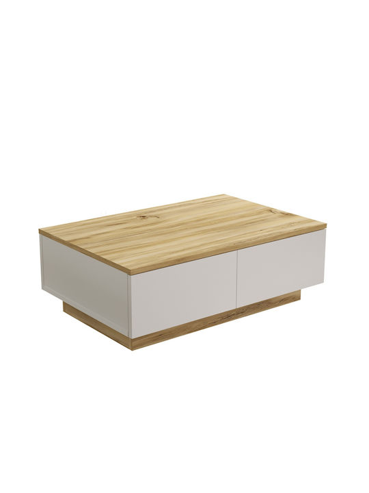 Rechteckig Couchtisch White/Natural L90xB60xH31cm