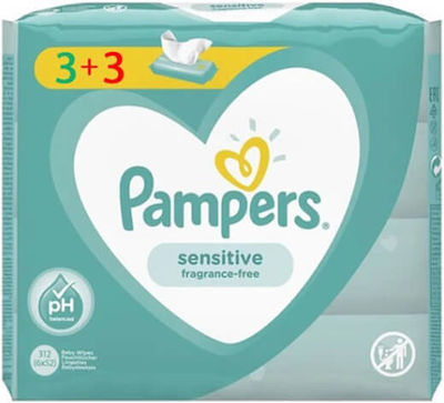 Pampers Sensitive Μωρομάντηλα χωρίς Άρωμα τμχ 6x52τεμ