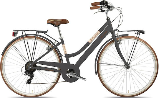Tecno Bike 28" 2023 Γκρι Ποδήλατο Πόλης με 7 Ταχύτητες