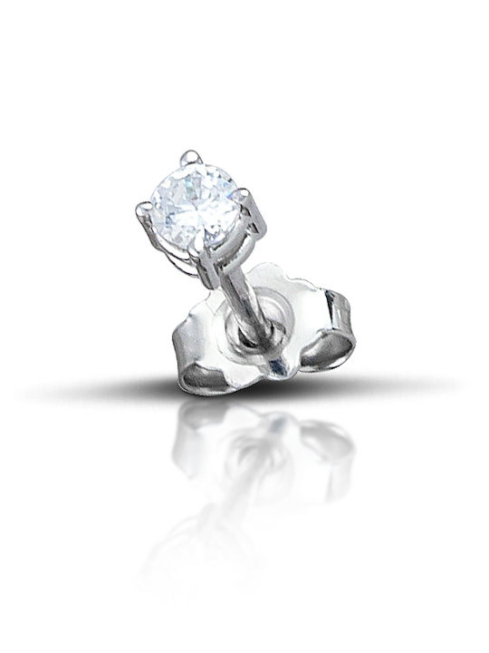Hillas Men's Single Earring made of White Gold with Diamond