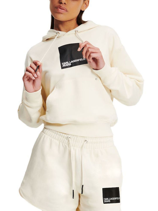 Karl Lagerfeld Women's Long Hooded Sweatshirt Beige