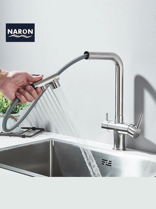 Naron Kitchen Faucet Counter with Shower Mat Nickel