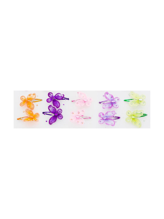 Κλικ Κλακ Μεταλλικό Συρμάτινο Ύφασμα Σχέδιο Πεταλούδα 5 Χρώματα Συσκευασία 2 Τεμάχια Μωβ