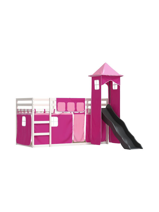 Kids Bed Bunk Single Pink for Mattress 90x190cm