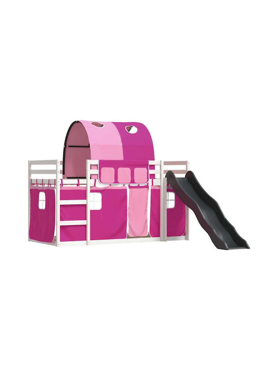 Pat pentru Copii Loft Bed Single Roz pentru Sal...