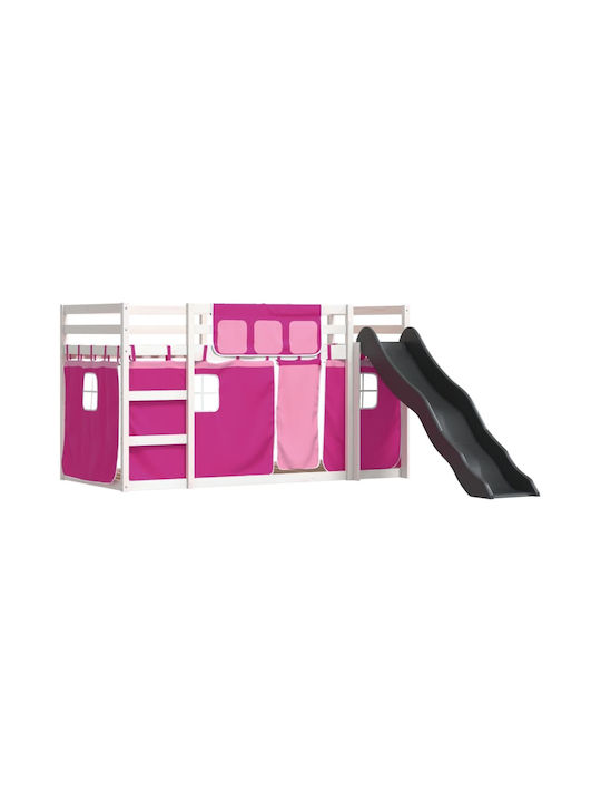 Pat pentru Copii Loft Bed Single Roz pentru Sal...