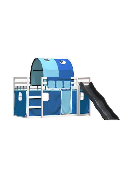 Pat pentru Copii Loft Bed Single Albastru pentr...