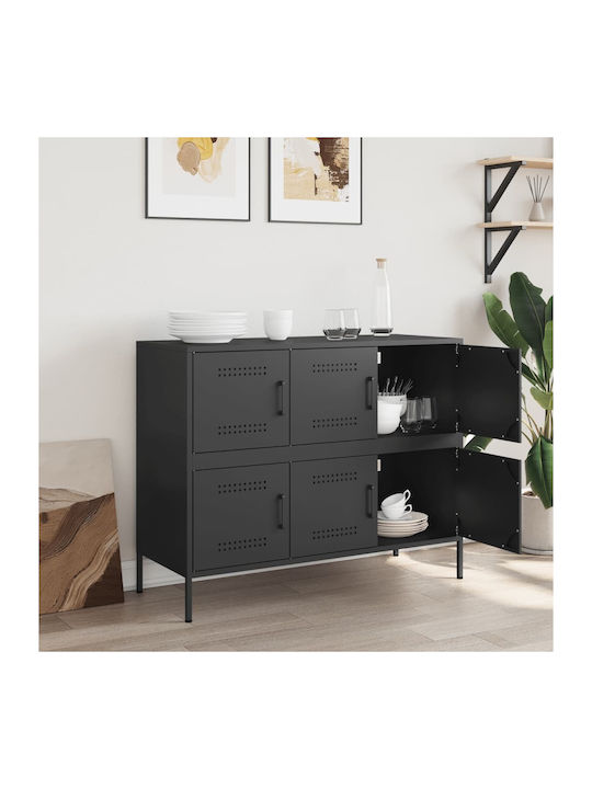 Sideboard made of Metal Black Velvet-Black Meta...