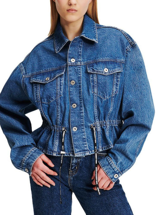 Karl Lagerfeld Women's Jean Jacket for Spring or Autumn Blue