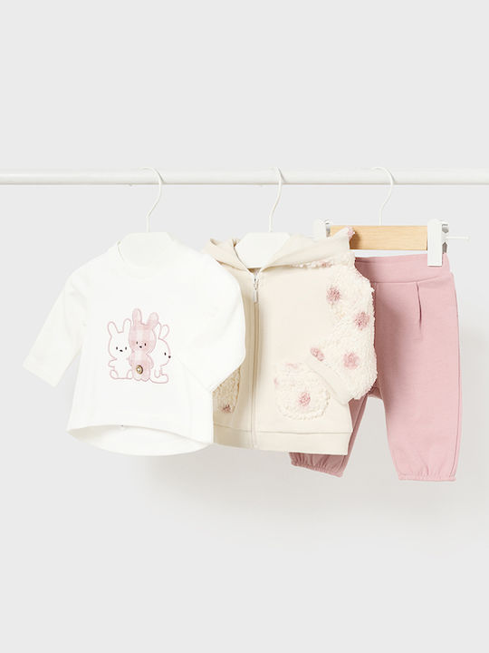 Mayoral Kids Sweatpants Set Rose 3pcs