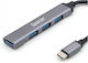 Spacer USB Hub 4 Ports USB 3.0 with USB-C Connection Silver