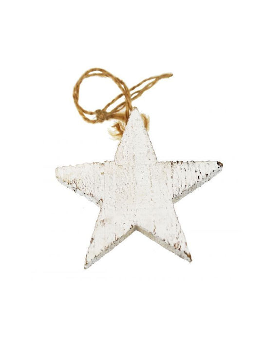 Small White Wooden Star 9.5cm