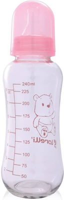 Lorelli Glass Bottle Anti-Colic with Silicone Nipple for 0+, 0+ m, months Pink 240ml 1pcs