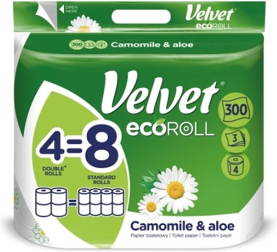Velvet Ecoroll Chamomile Aloe Toilet Paper Pack 4 Rolls