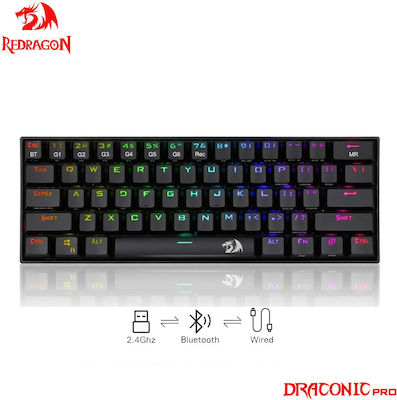 Redragon K530 Draconic Pro Wireless Gaming Mechanical Keyboard 60% with Custom Red switches and RGB lighting (English US)