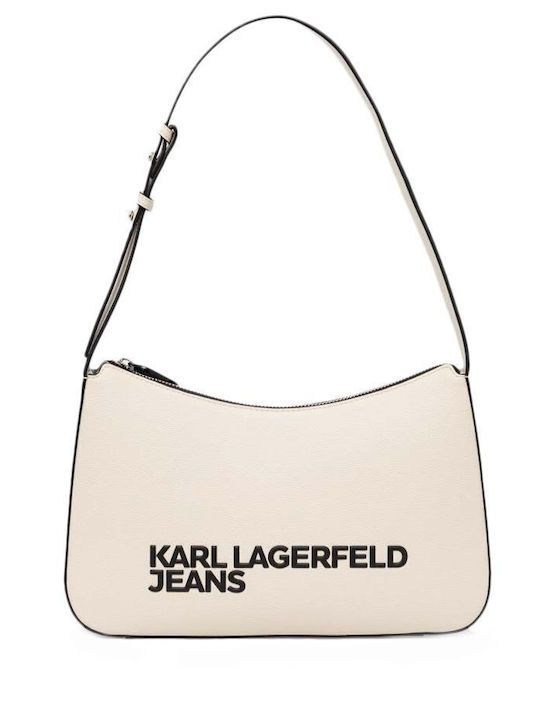 Karl Lagerfeld Essential Logo Дерматинена Дамска Чанта За Рамо Ecru