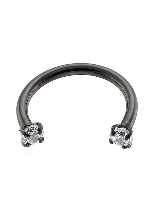Σκουλαρίκι Septum Μύτης από Ατσάλι 8 x 1.2mm Μαύρο / Διάφανο