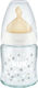 Nuk Glass Bottle First Choice+ Anti-Colic with Rubber Nipple for 0-6 months White Stars 120ml 1pcs