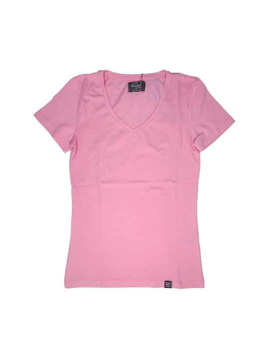 Paco & Co Дамска Тениска с V-образно деколте Pink