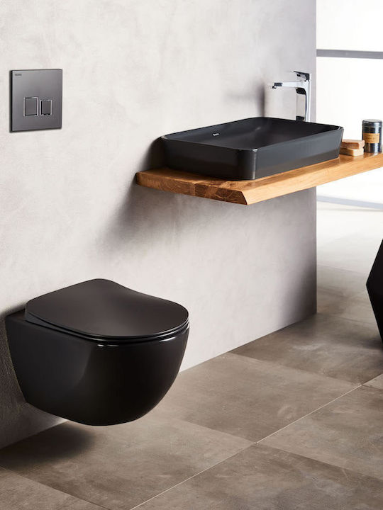 Tema Λεκάνη Κρεμαστή Χωρίς Κάλυμμα Black Mat