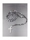 Hematite Rosary Cross Necklace Silver 925