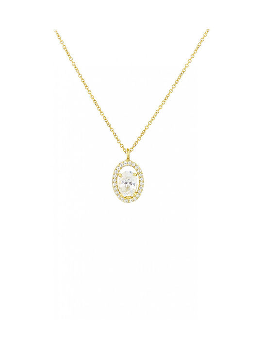 Gold Necklace 9k Rose Pendant Zircon