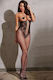 Merry See Sexy Bodystockings Gittermuster mit offenem Schritt Schwarz